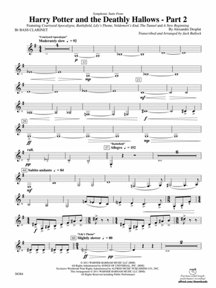 Book cover for Harry Potter and the Deathly Hallows, Part 2, Symphonic Suite from: B-flat Bass Clarinet