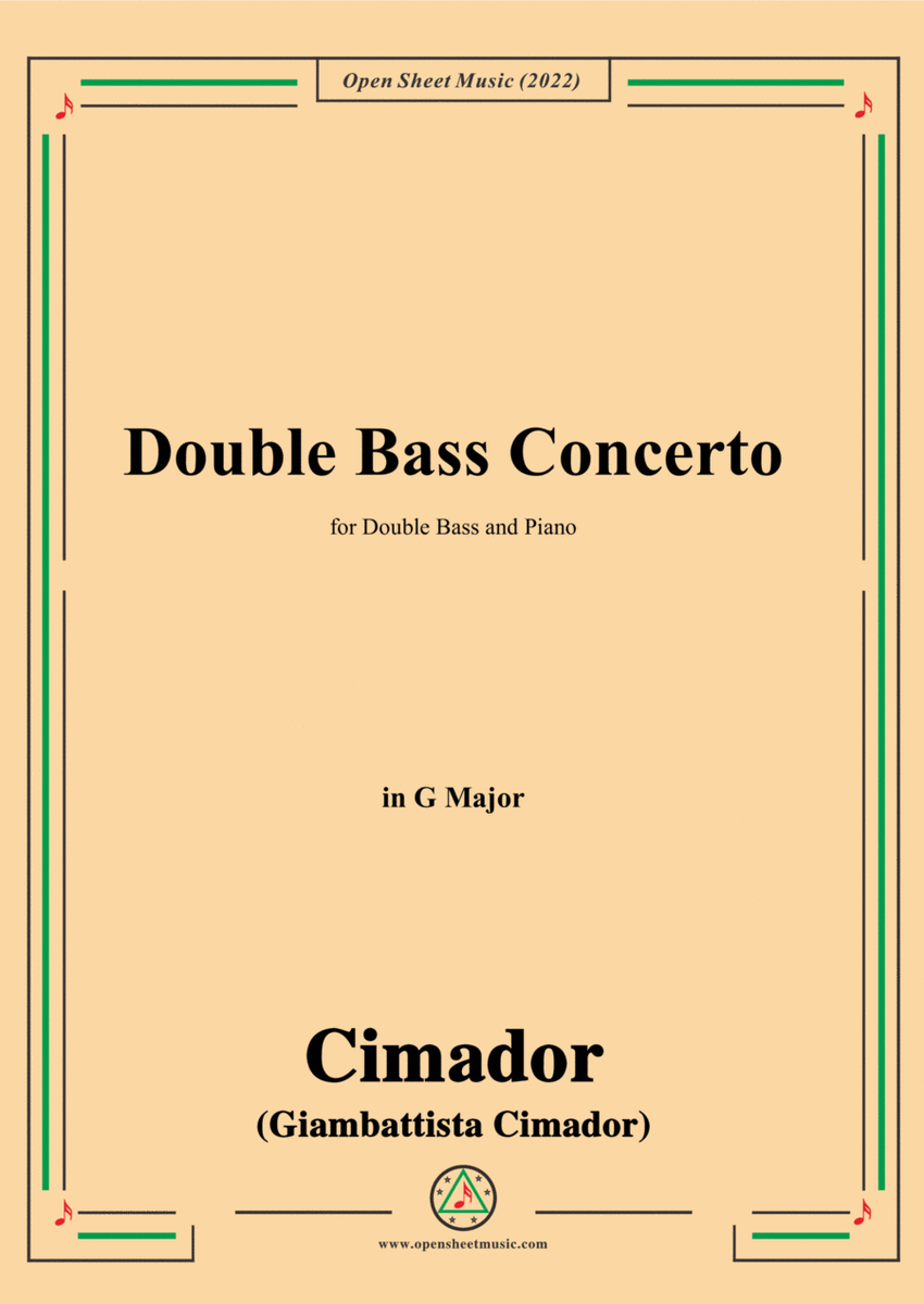 Cimador-Double Bass Concerto,in G Major,for Double Bass and Piano