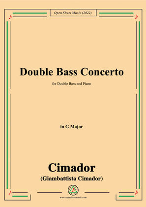 Book cover for Cimador-Double Bass Concerto,in G Major,for Double Bass and Piano