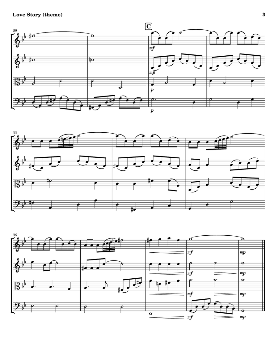 Love Story Love Story String Quartet scores gallery preview page 3