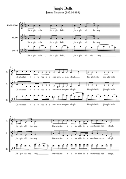 Jingle Bells (for Ukulele with TAB) by James Pierpont - Ukulele - Digital  Sheet Music