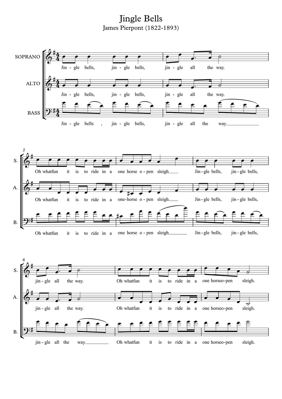 Jingle Bells (for Ukulele with TAB) by James Pierpont - Ukulele - Digital  Sheet Music