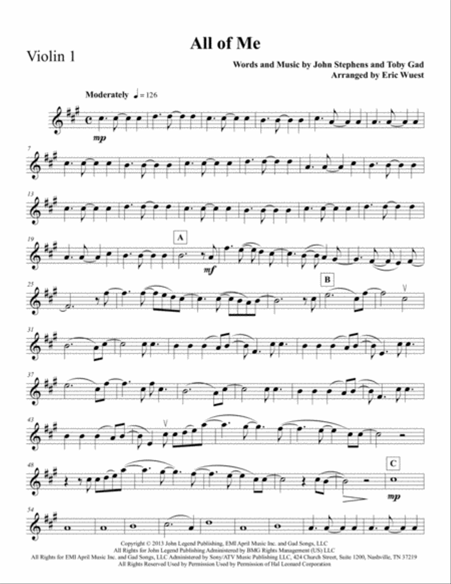 All Of Me String Quartet scores gallery preview page 1