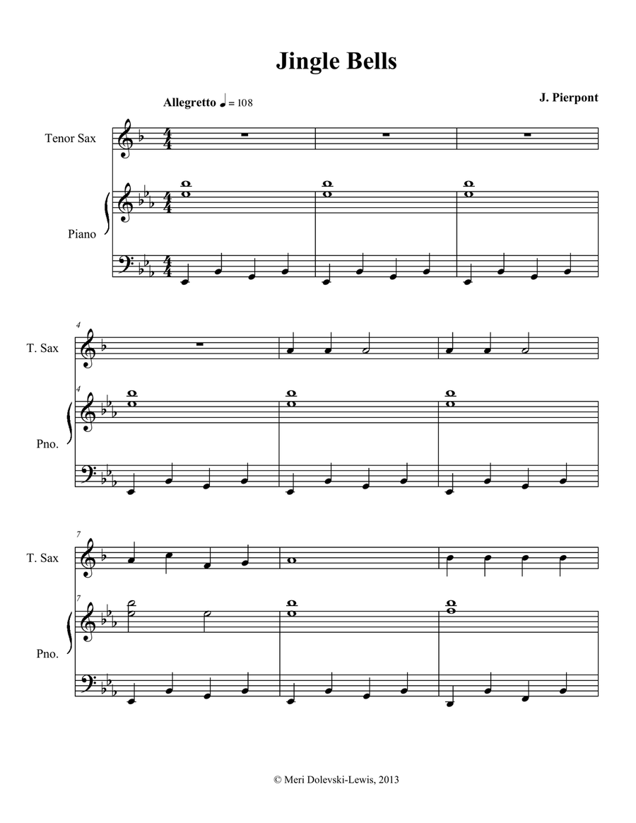Jingle Bells: clarinet/piano Clarinet Solo scores gallery preview page 2