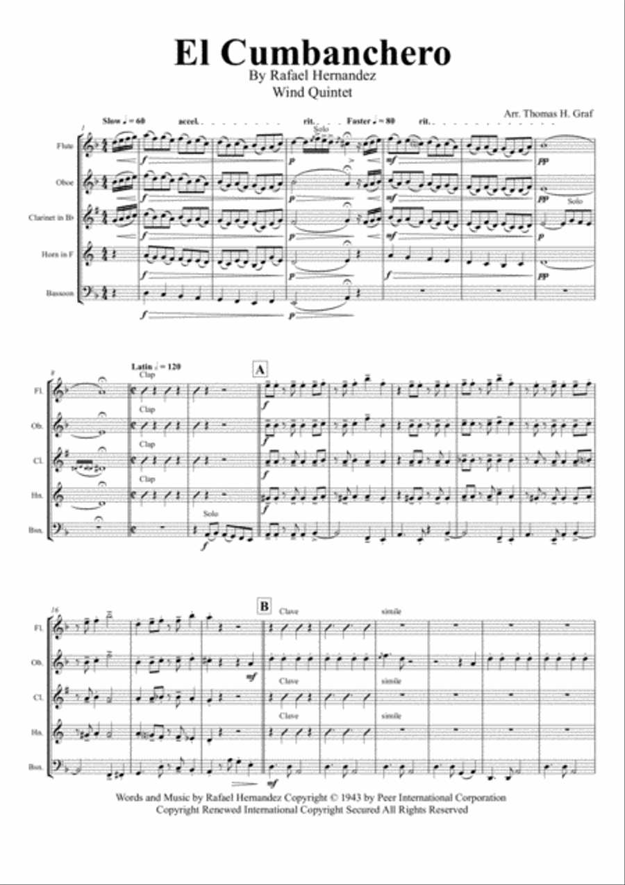 El Cumbanchero Woodwind Quintet scores gallery preview page 1