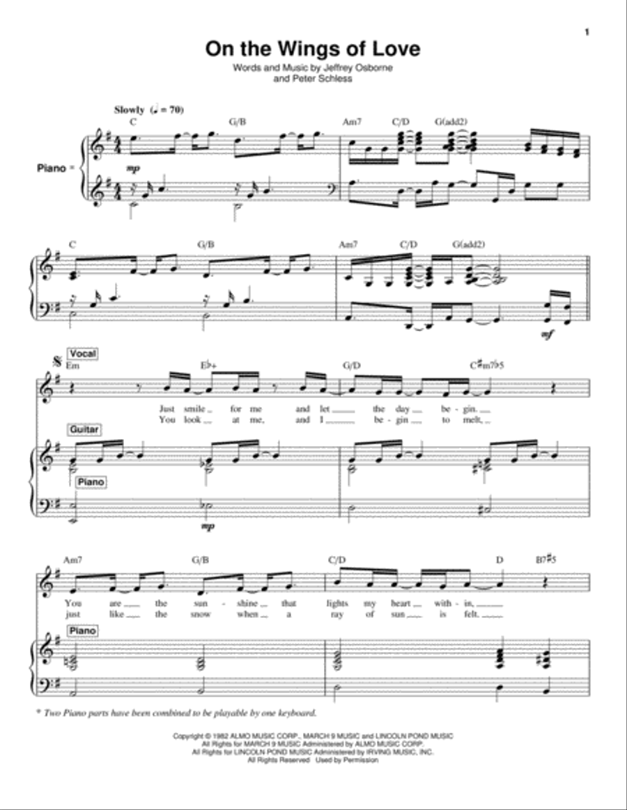 On The Wings Of Love On The Wings Of Love Piano scores gallery preview page 1