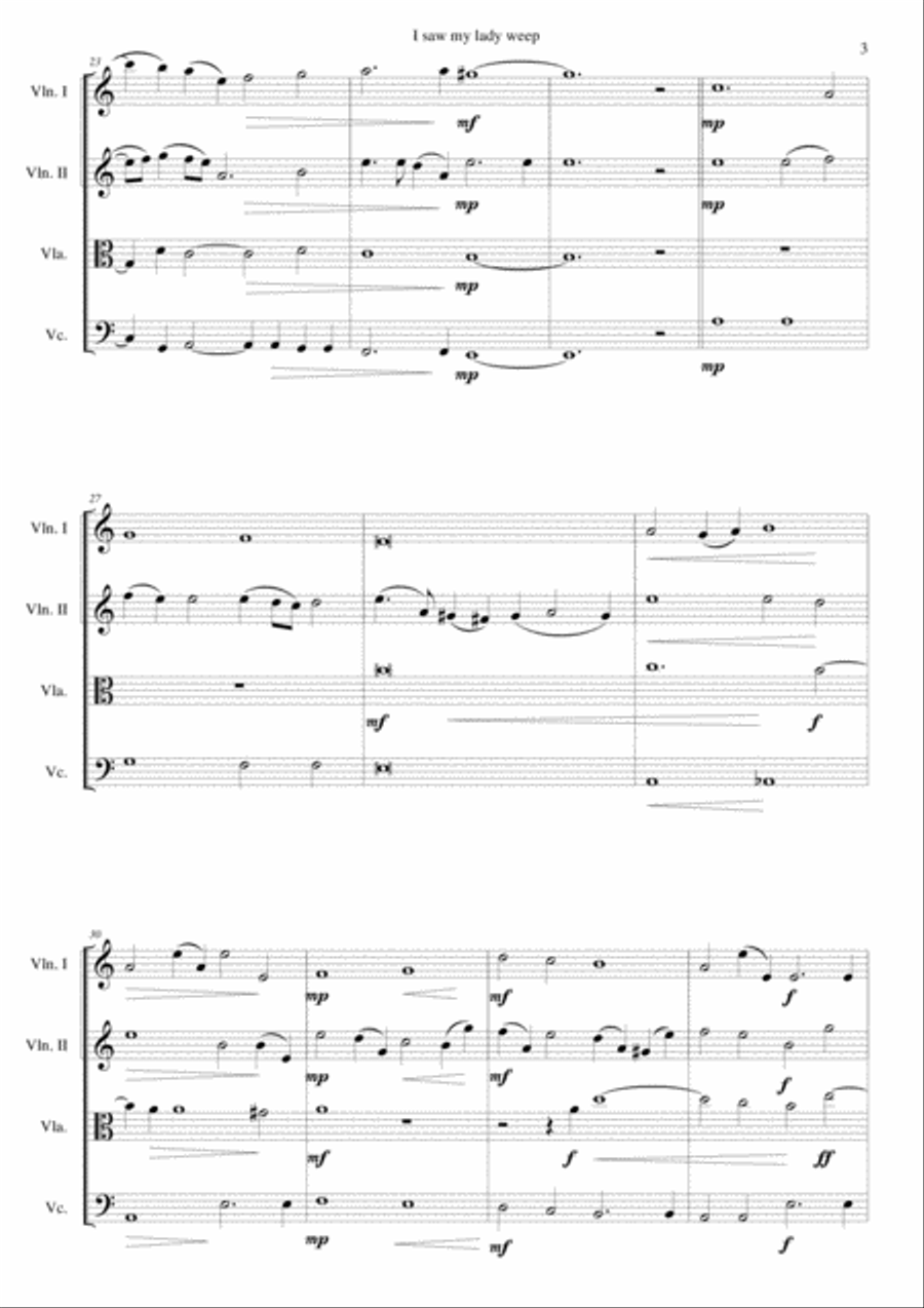 I saw my lady weep for string quartet String Quartet scores gallery preview page 3