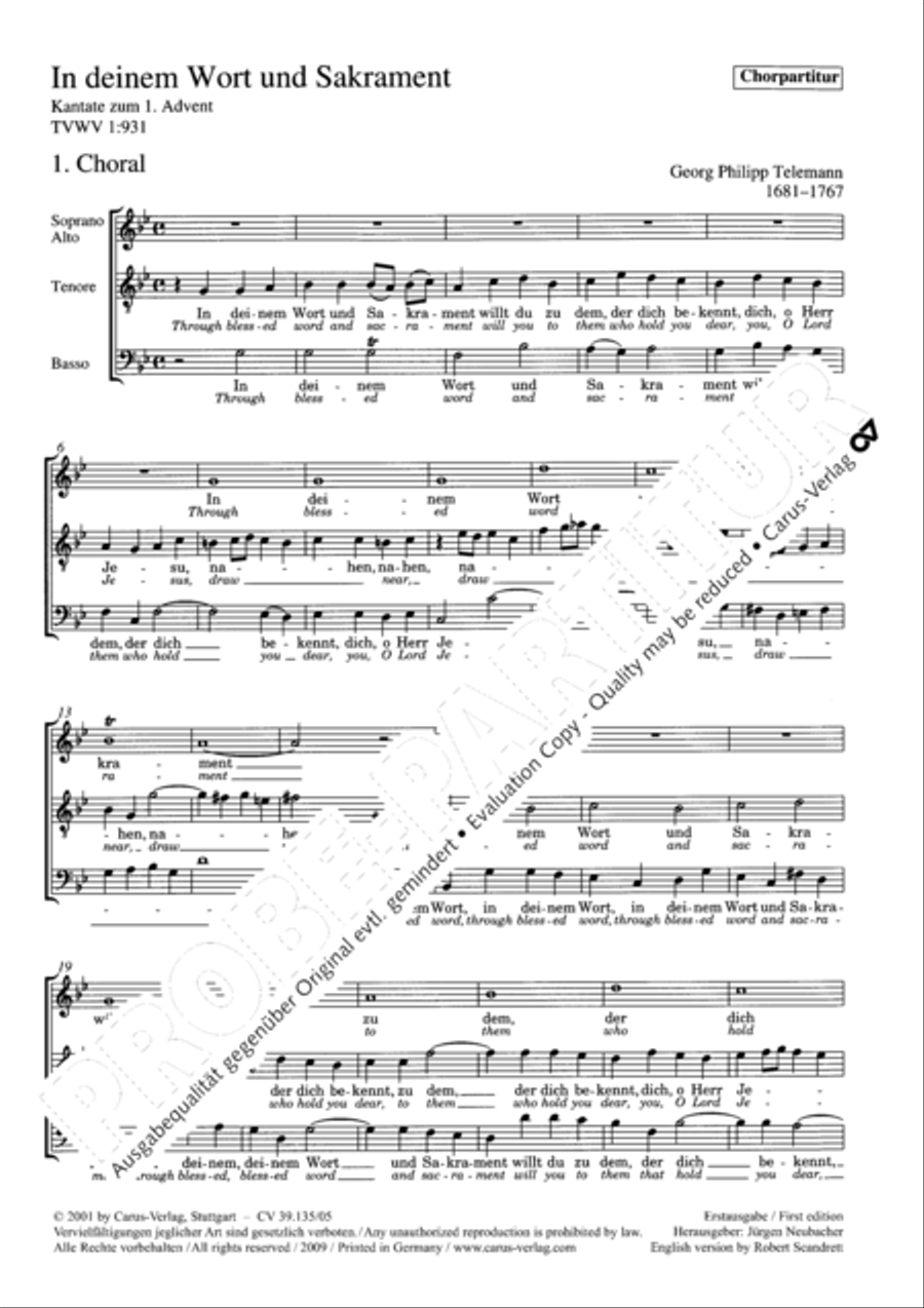 Trough blessed word and sacrament (In deinem Wort und Sakrament) 4-Part scores gallery preview page 2