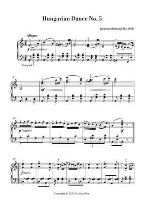 Brahms - Hungarian Dance No.5(Easy piano version)