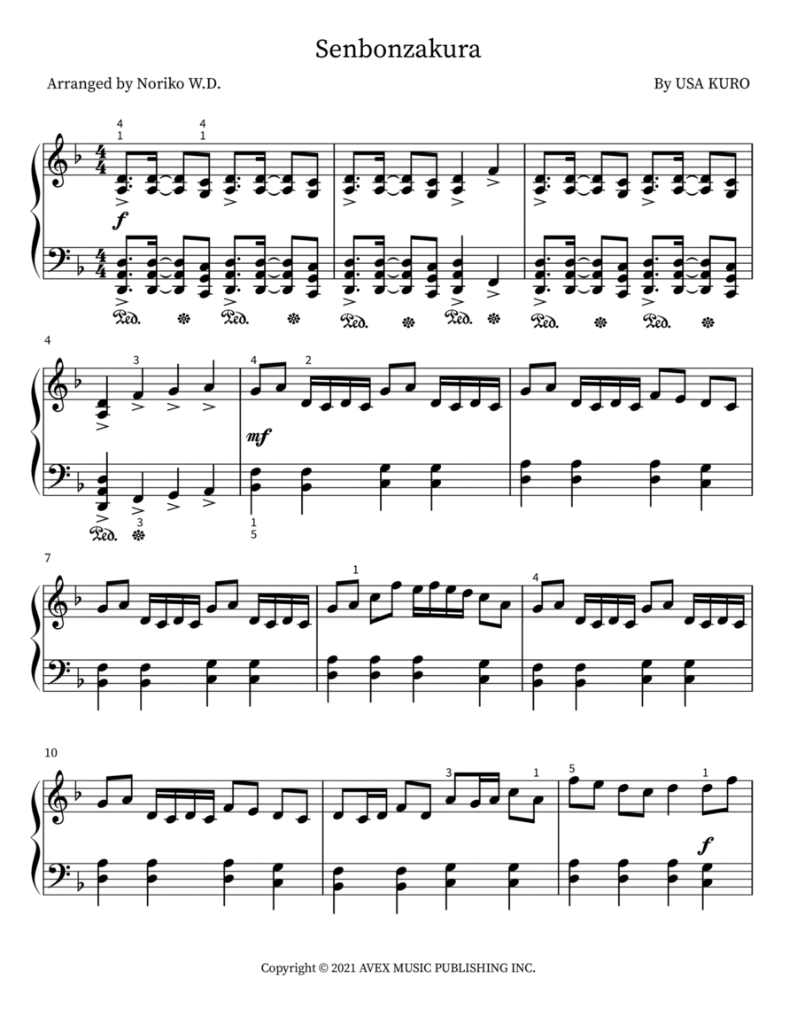 Senbonzakura Piano Solo scores gallery preview page 1