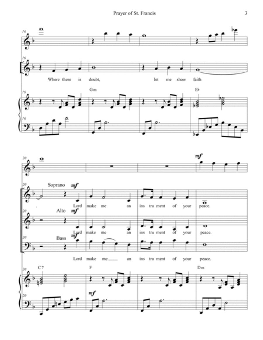 Prayer of St. Francis 3-Part scores gallery preview page 4