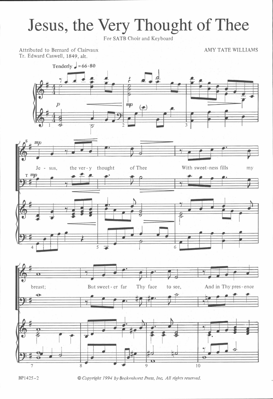 Jesus, the Very Thought of Thee - Williams 4-Part scores gallery preview page 2