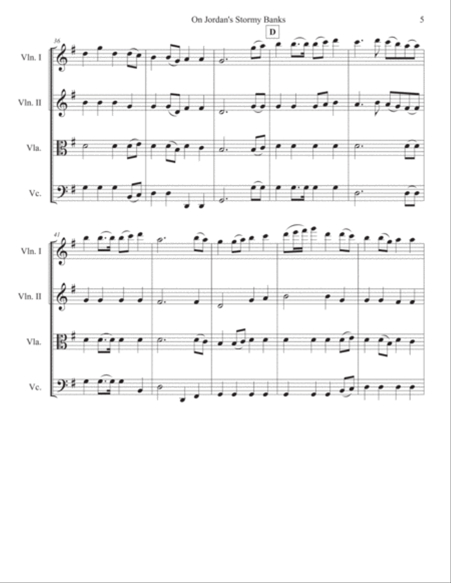 On Jordan's Stormy Banks String Quartet scores gallery preview page 5