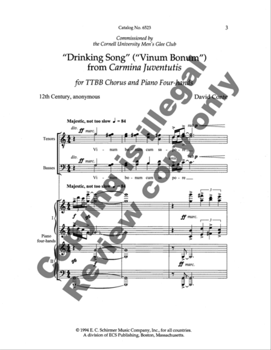 Carmina Juventutis: Drinking Song (Vinum bonum) TTBB scores gallery preview page 22