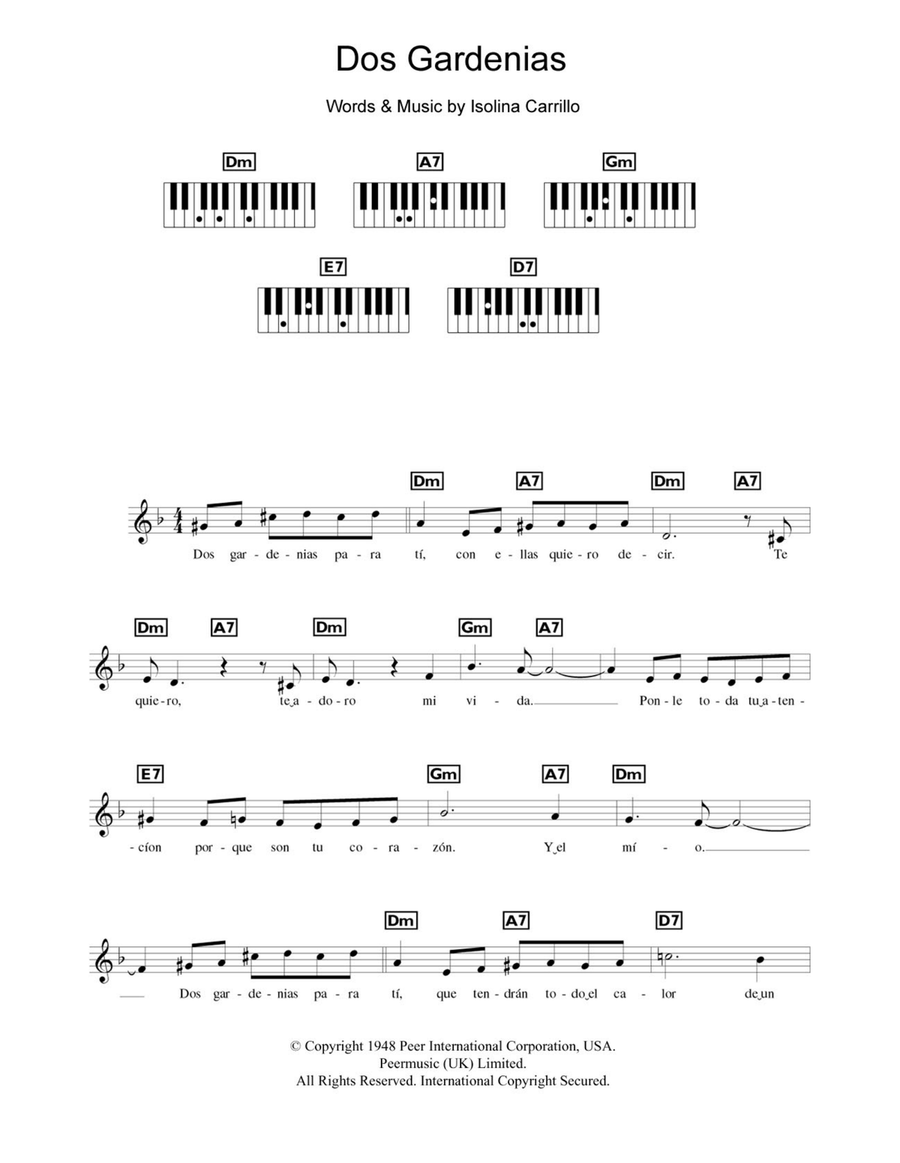 Dos Gardenias Piano Solo scores gallery preview page 1