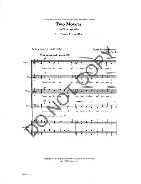 Two Motets Op. 301: Come Unto Me - For God So Loved the World image number null