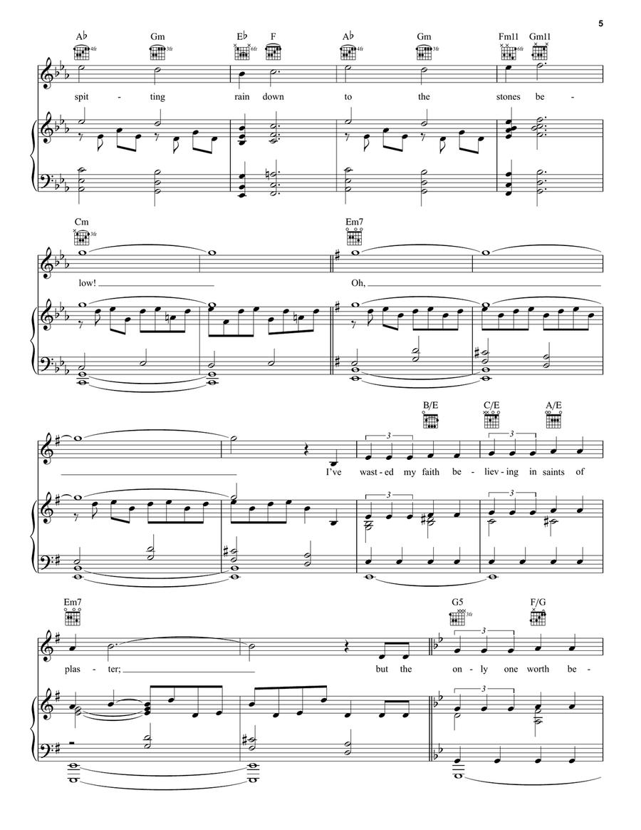 Made Of Stone (from the musical The Hunchback of Notre Dame) Piano, Vocal, Guitar scores gallery preview page 5