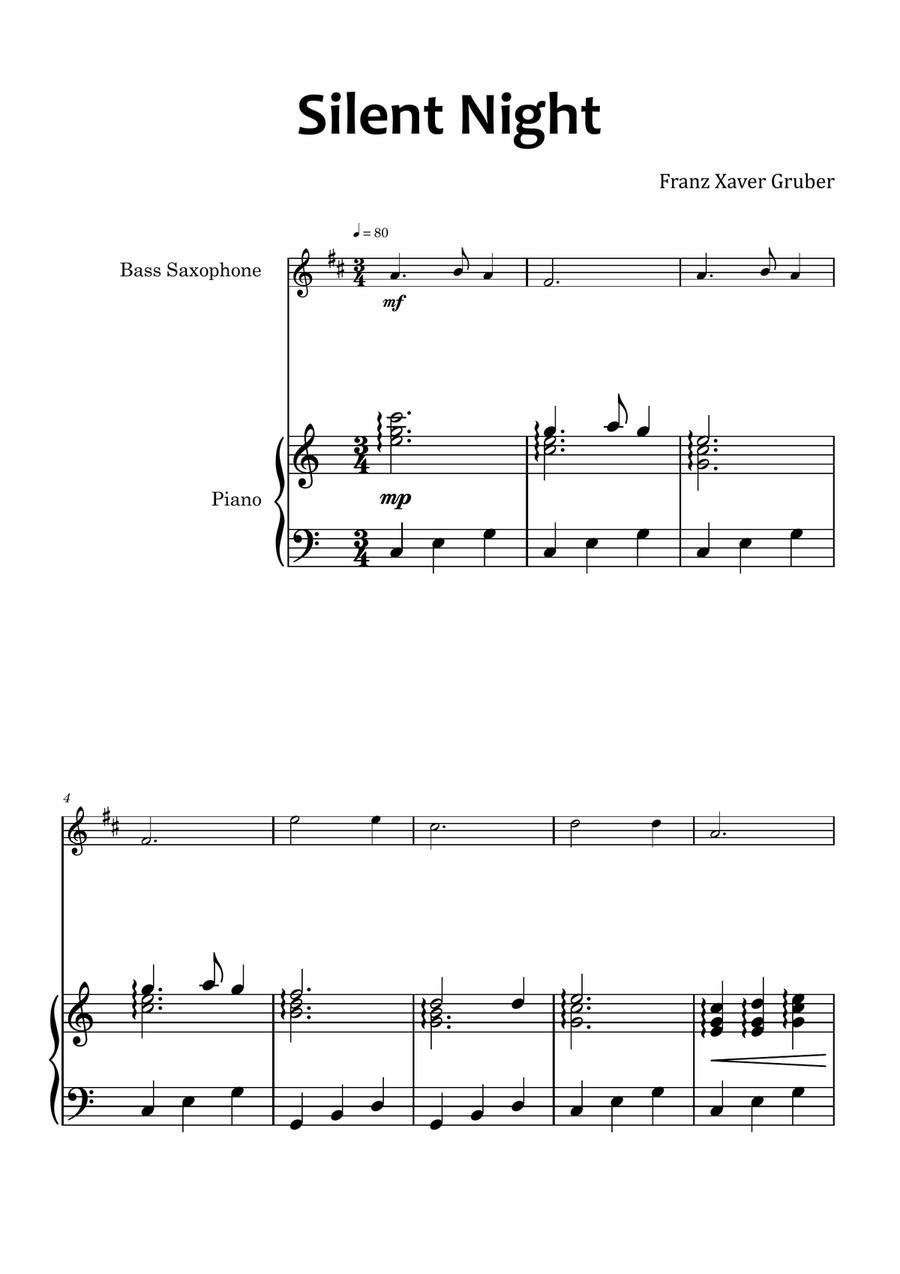 Silent Night Piano scores gallery preview page 1