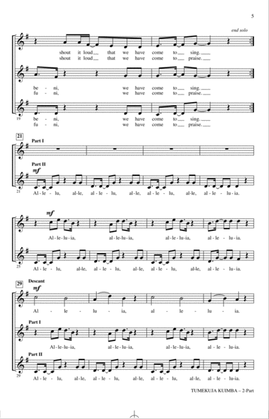 Tumekuja Kuimba (We Have Come To Sing!) A Cappella scores gallery preview page 3