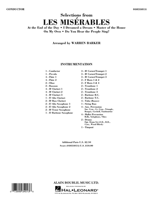 Book cover for Selections from Les Misérables (arr. Warren Barker) - Full Score