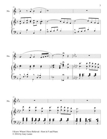 I KNOW WHOM I HAVE BELIEVED (Duet – Horn in F & Piano with Score/Part) image number null