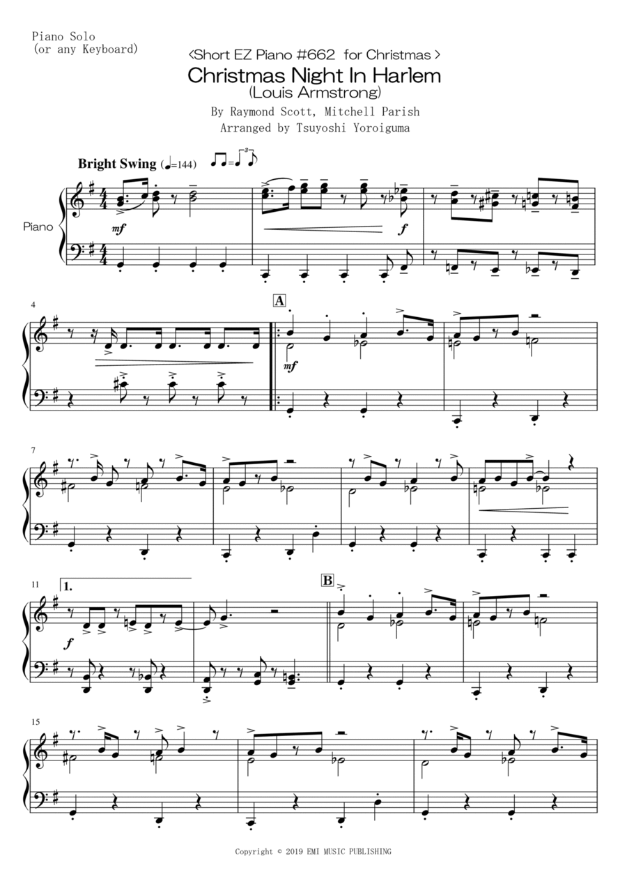 Christmas Night In Harlem Easy Piano scores gallery preview page 1