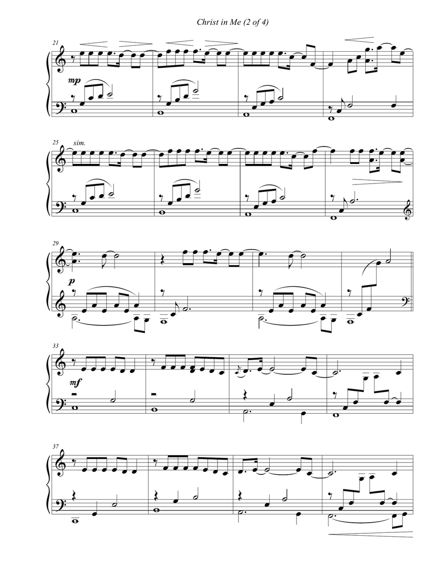 Christ In Me Christ In Me Piano Solo scores gallery preview page 2