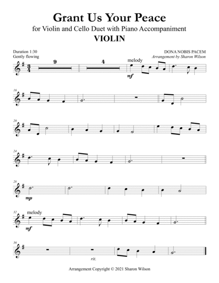 Grant Us Your Peace (for Violin and Cello Duet with Piano Accompaniment) image number null