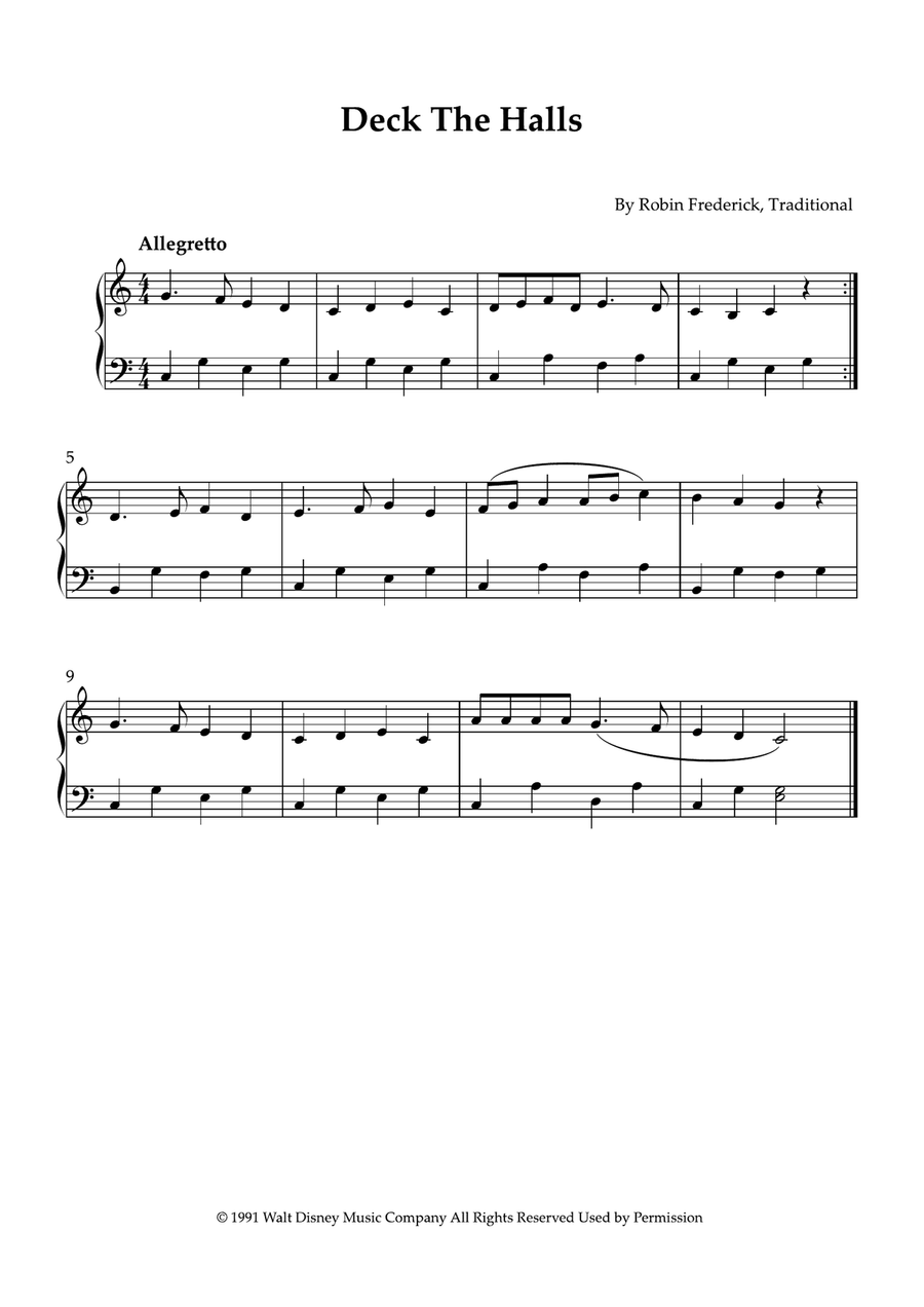 Deck The Halls Easy Piano scores gallery preview page 1
