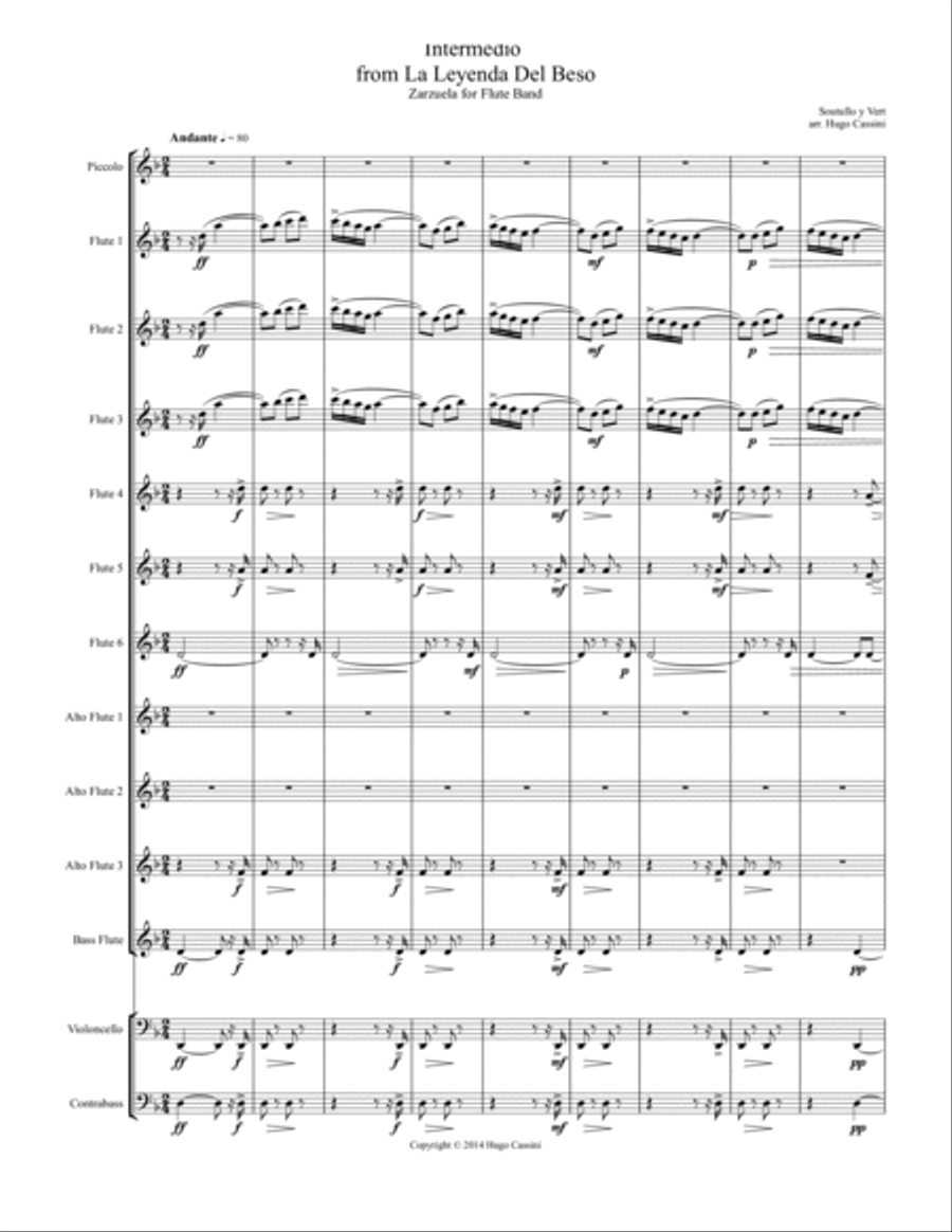 La Leyenda Del Beso for Flute Band (Flute Choir) Flute Choir scores gallery preview page 2