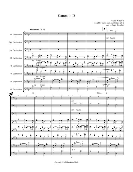 Canon in D (Pachelbel) (D) (Euphonium Octet - Bass Clef) image number null
