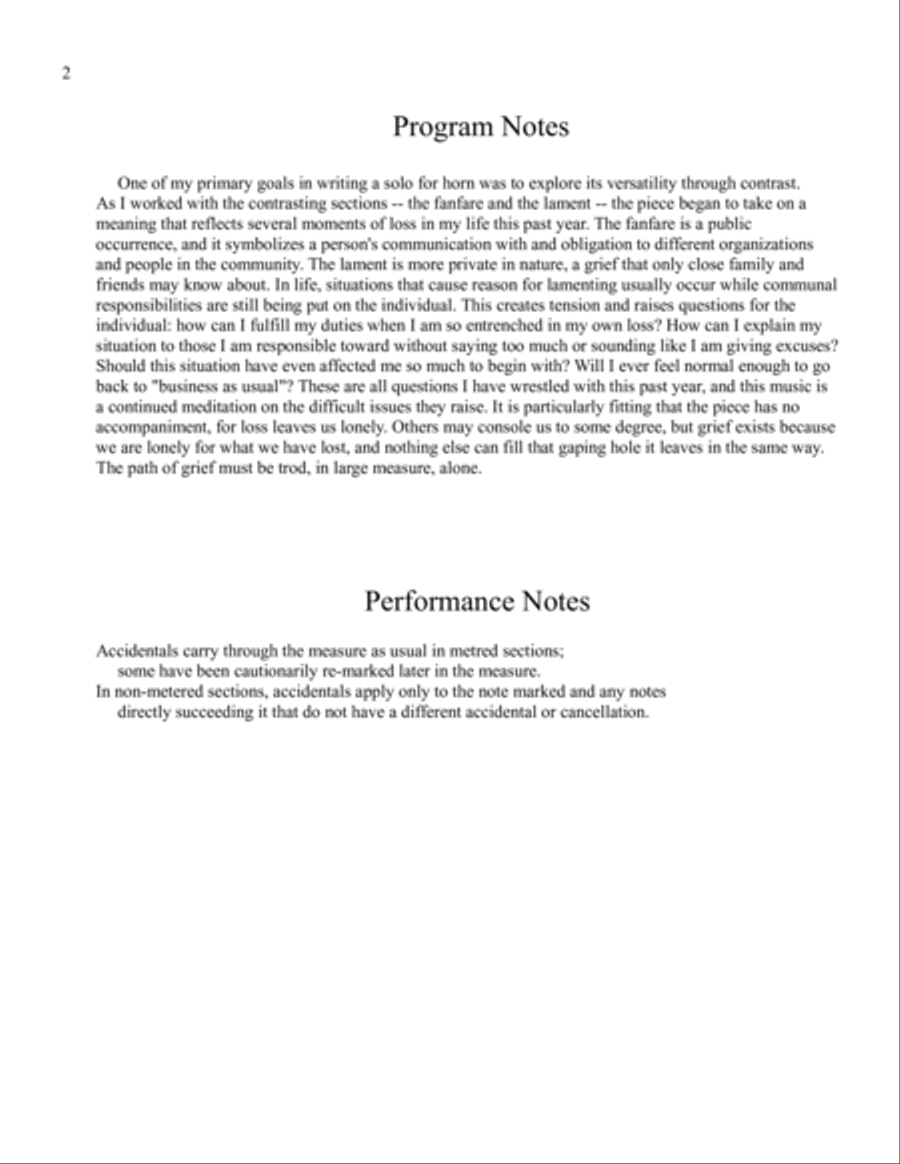 A Meditation on Grief Horn Solo scores gallery preview page 2
