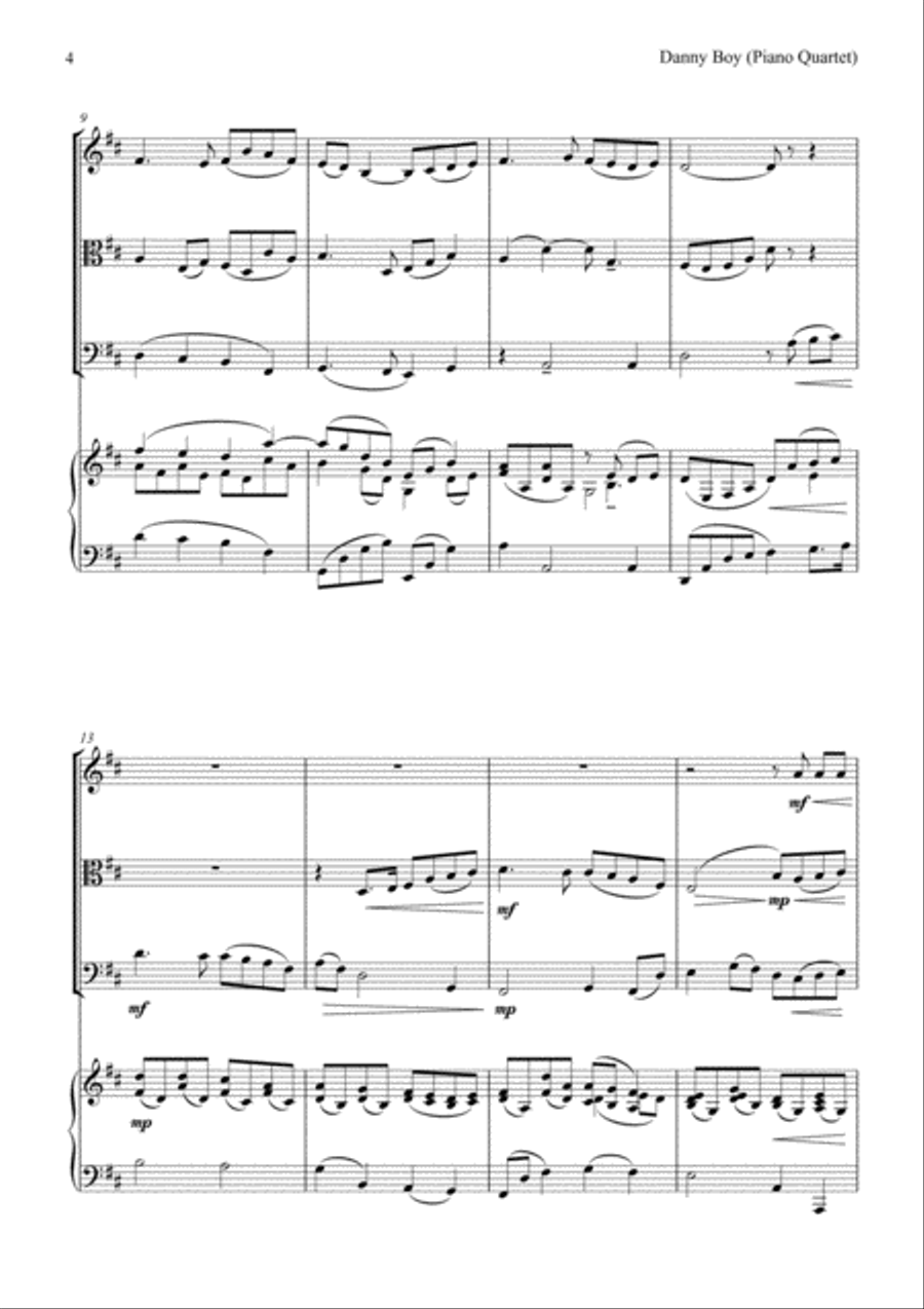 Danny Boy Piano Quartet scores gallery preview page 4