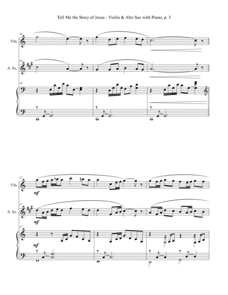 TELL ME THE STORY OF JESUS (for Violin and Alto Sax with Piano - Score/Parts) image number null