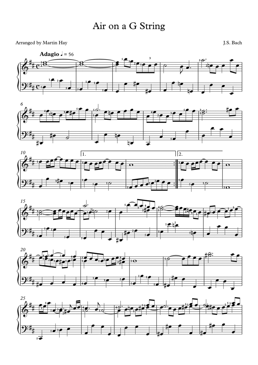 Air on a G string for solo piano Chamber Music scores gallery preview page 1