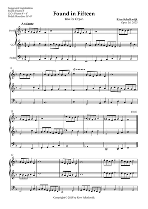 Found In Fifteen (Trio for Organ), Opus 16