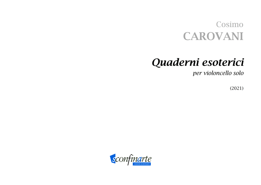 Cosimo Carovani: QUADERNI ESOTERICI (ES-21-070) Cello Solo - Digital Sheet Music