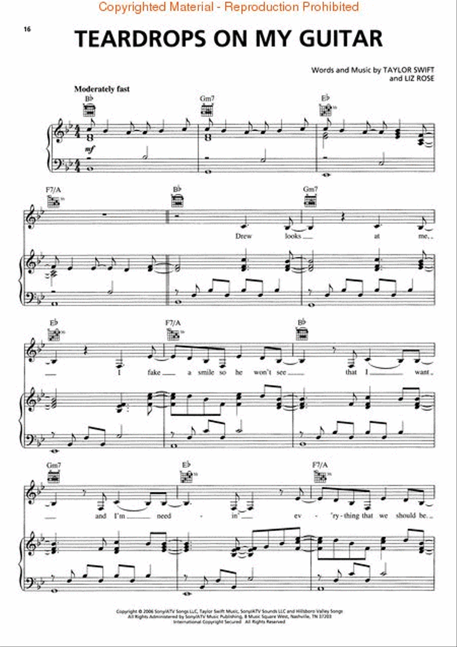 Taylor Swift Piano, Vocal, Guitar scores gallery preview page 4