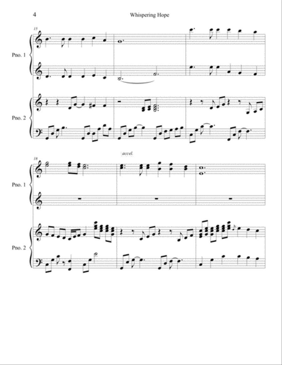 Whispering Hope (2 Piano Duet) 2 Pianos, 4-Hands scores gallery preview page 4