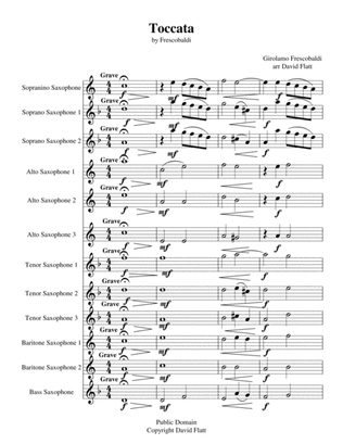 Saxophone Festival Series Toccata by Frescobaldi for Sax Choir