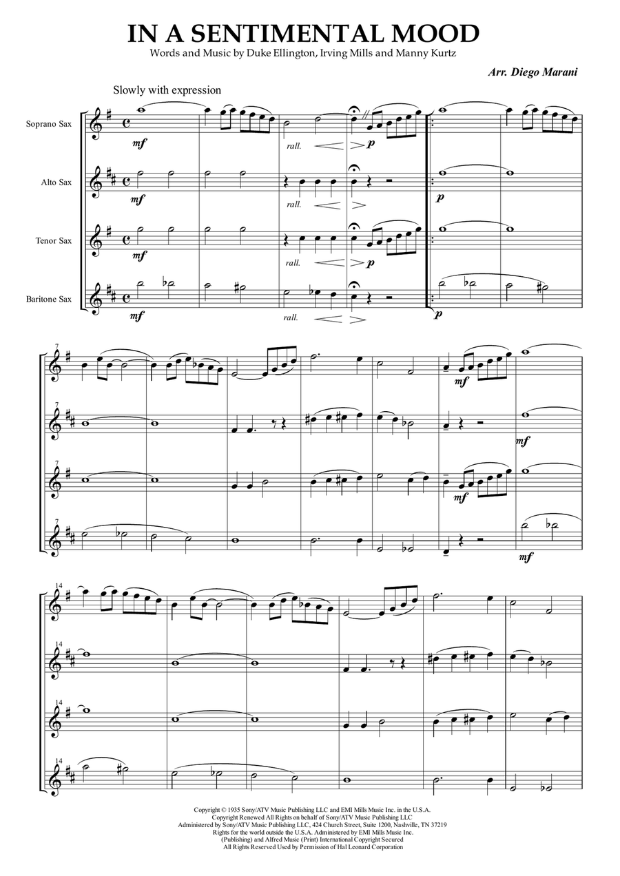 In A Sentimental Mood Woodwind Quartet scores gallery preview page 4