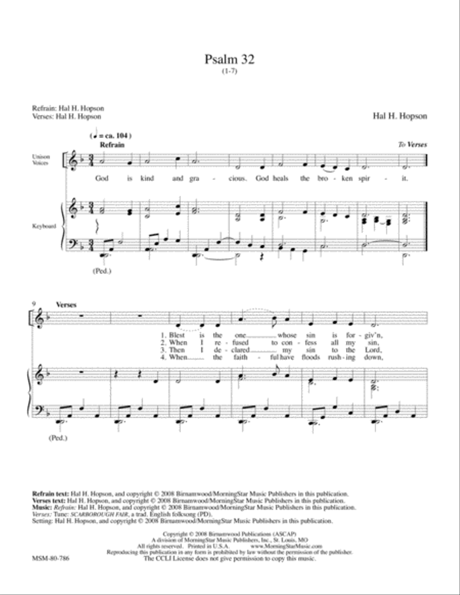 Psalm 32 4-Part scores gallery preview page 1