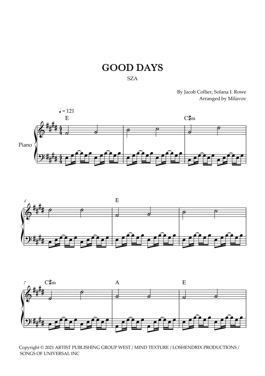 Good Days Piano Solo scores gallery preview page 1
