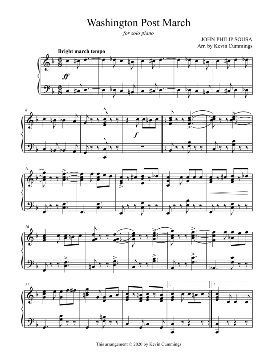 Washington Post March Washington Post March Piano Solo scores gallery preview page 1