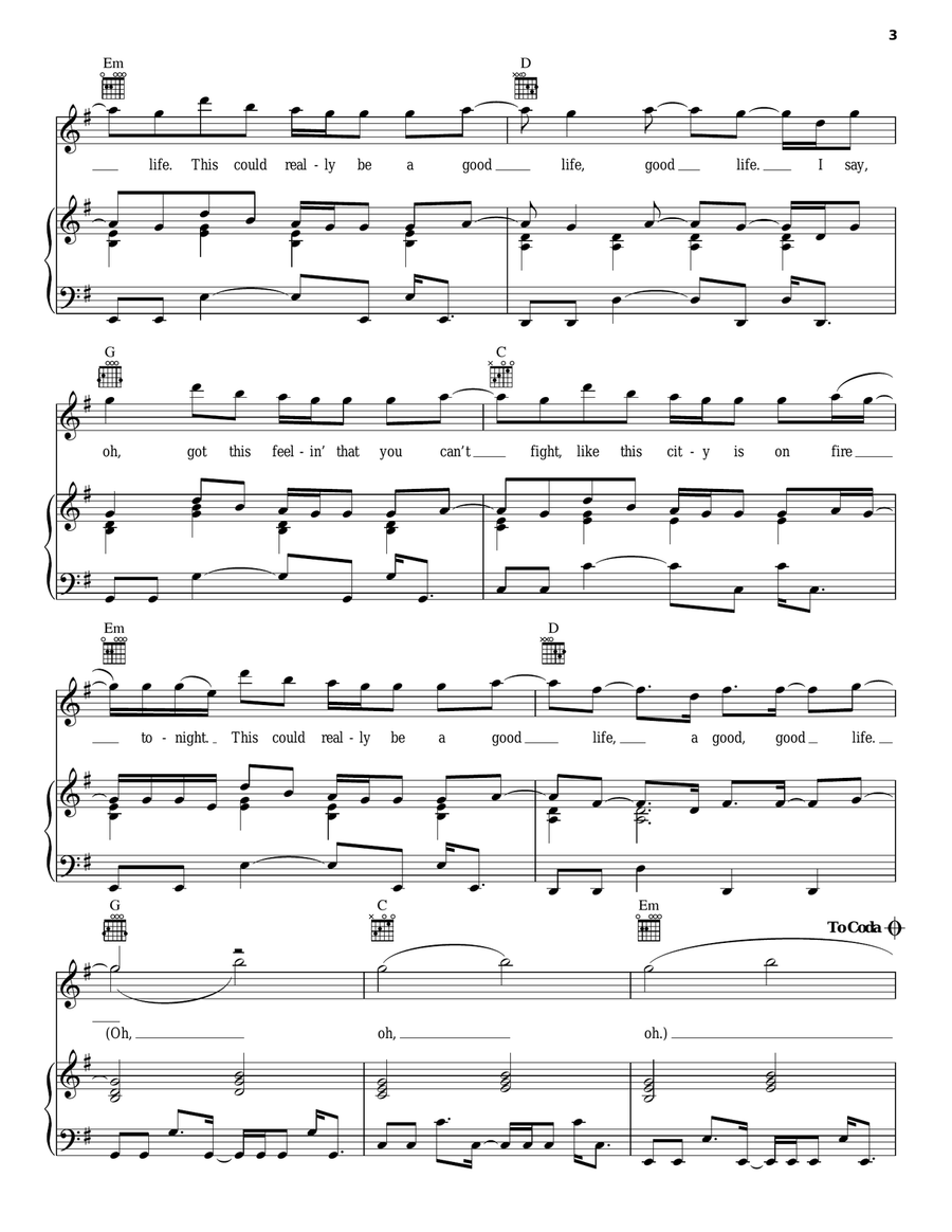 Good Life Piano, Vocal, Guitar scores gallery preview page 3