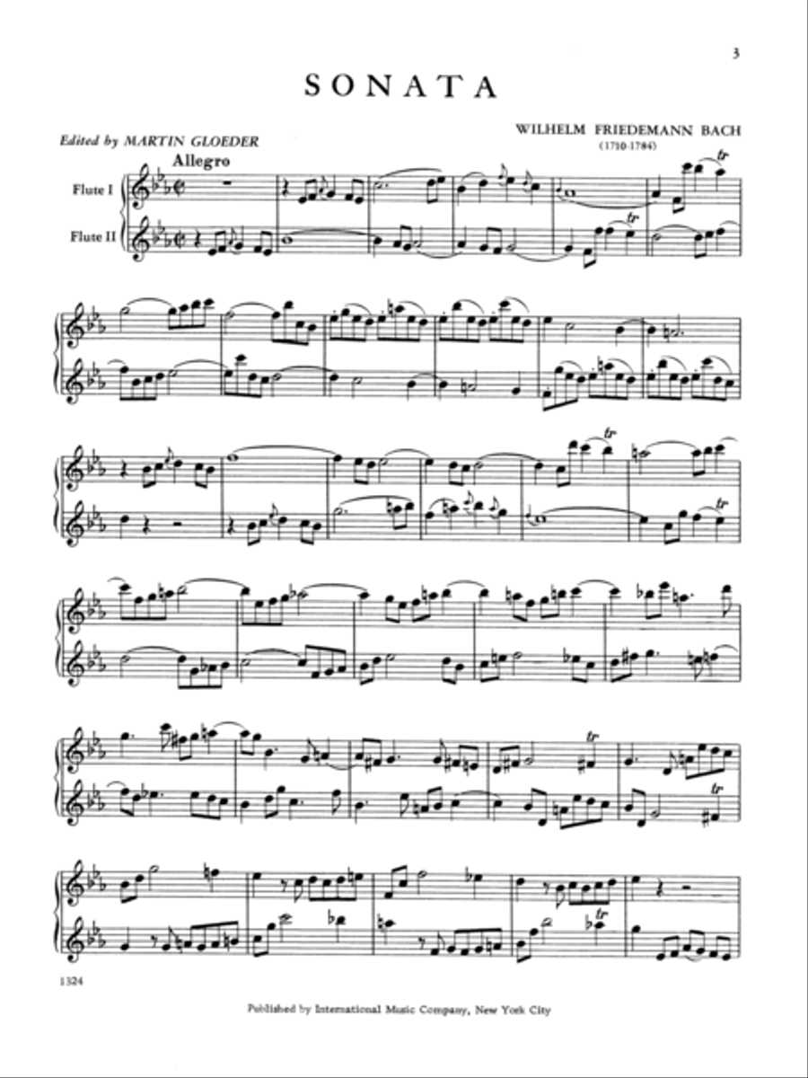Sonata In E Flat Flute Duet scores gallery preview page 2