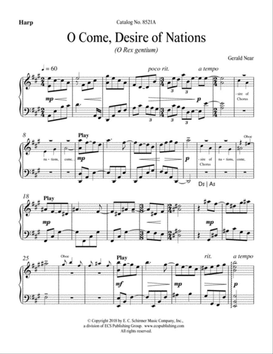 O Come, Desire of Nations (O Rex gentium) (Downloadable Oboe and Harp Parts) Choir scores gallery preview page 3