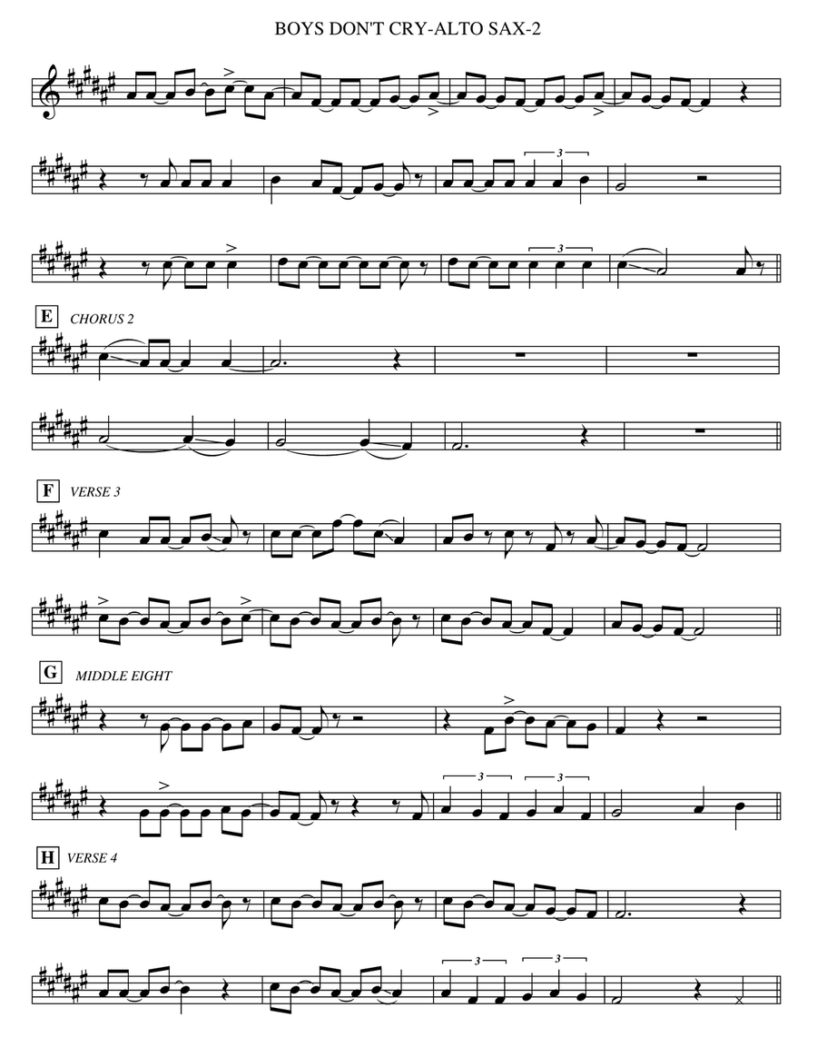 Boys Don't Cry Alto Saxophone scores gallery preview page 2