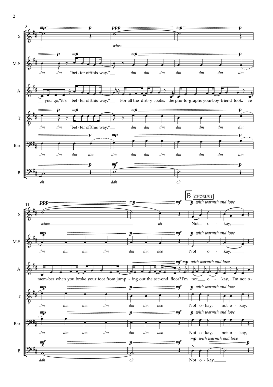 I'm Not Okay (I Promise) A Cappella scores gallery preview page 2