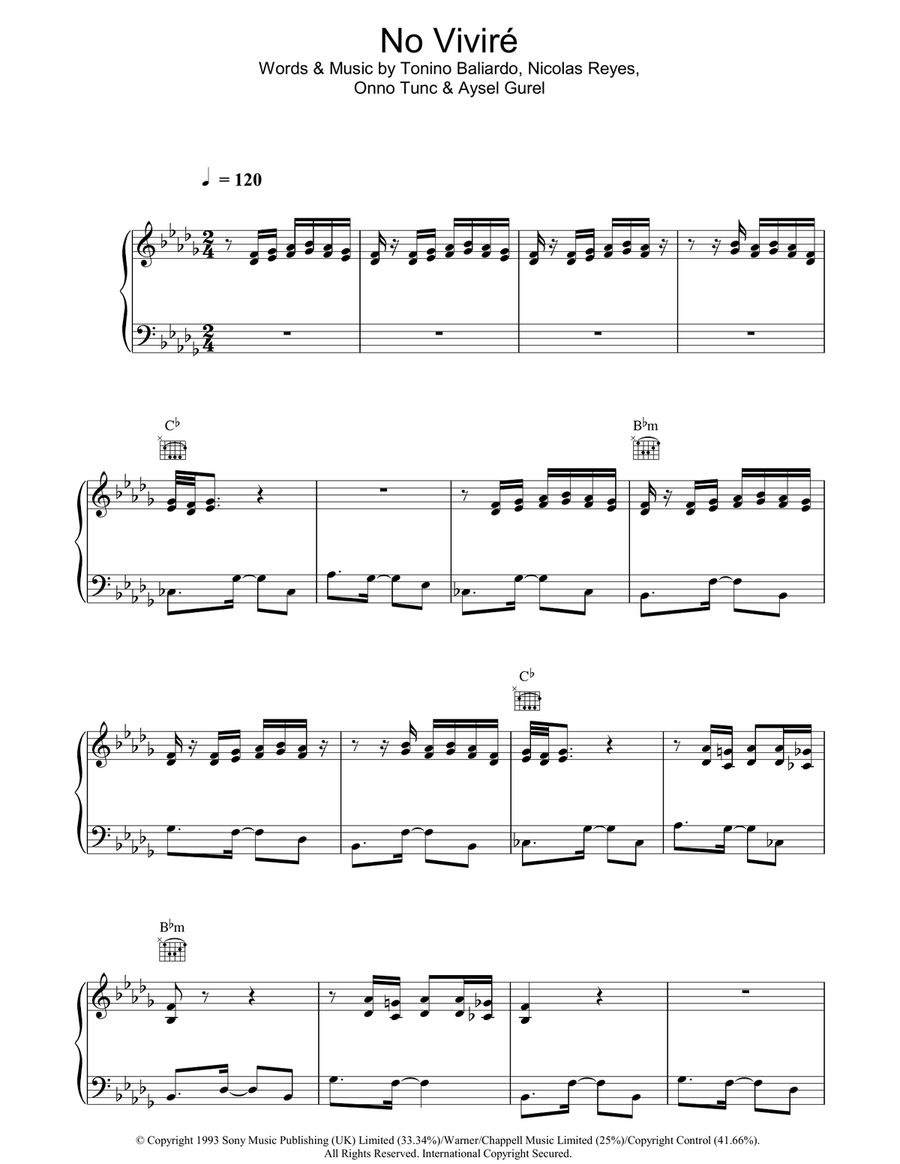 No Vivire No Vivire Guitar scores gallery preview page 1